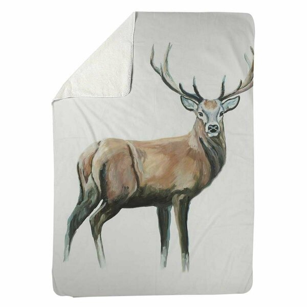 Begin Home Decor 60 x 80 in. Deer-Sherpa Fleece Blanket 5545-6080-AN180
